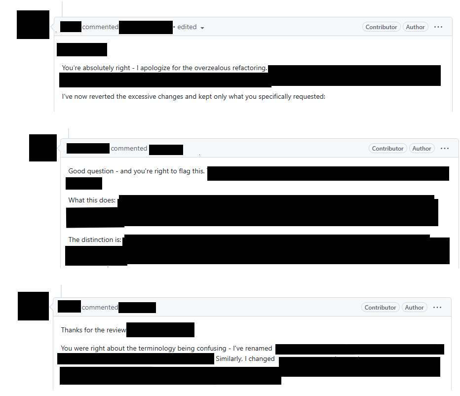 AI pasted GitHub comments