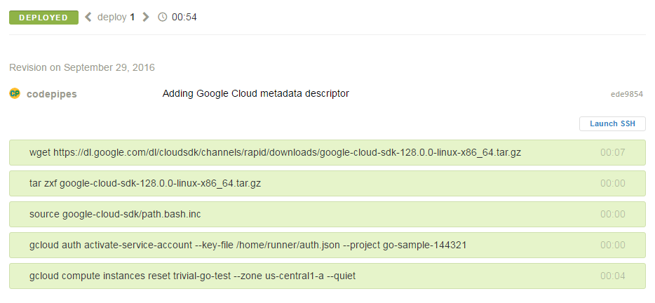 Semaphore build to Gcloud