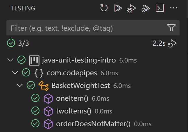 Unit test success